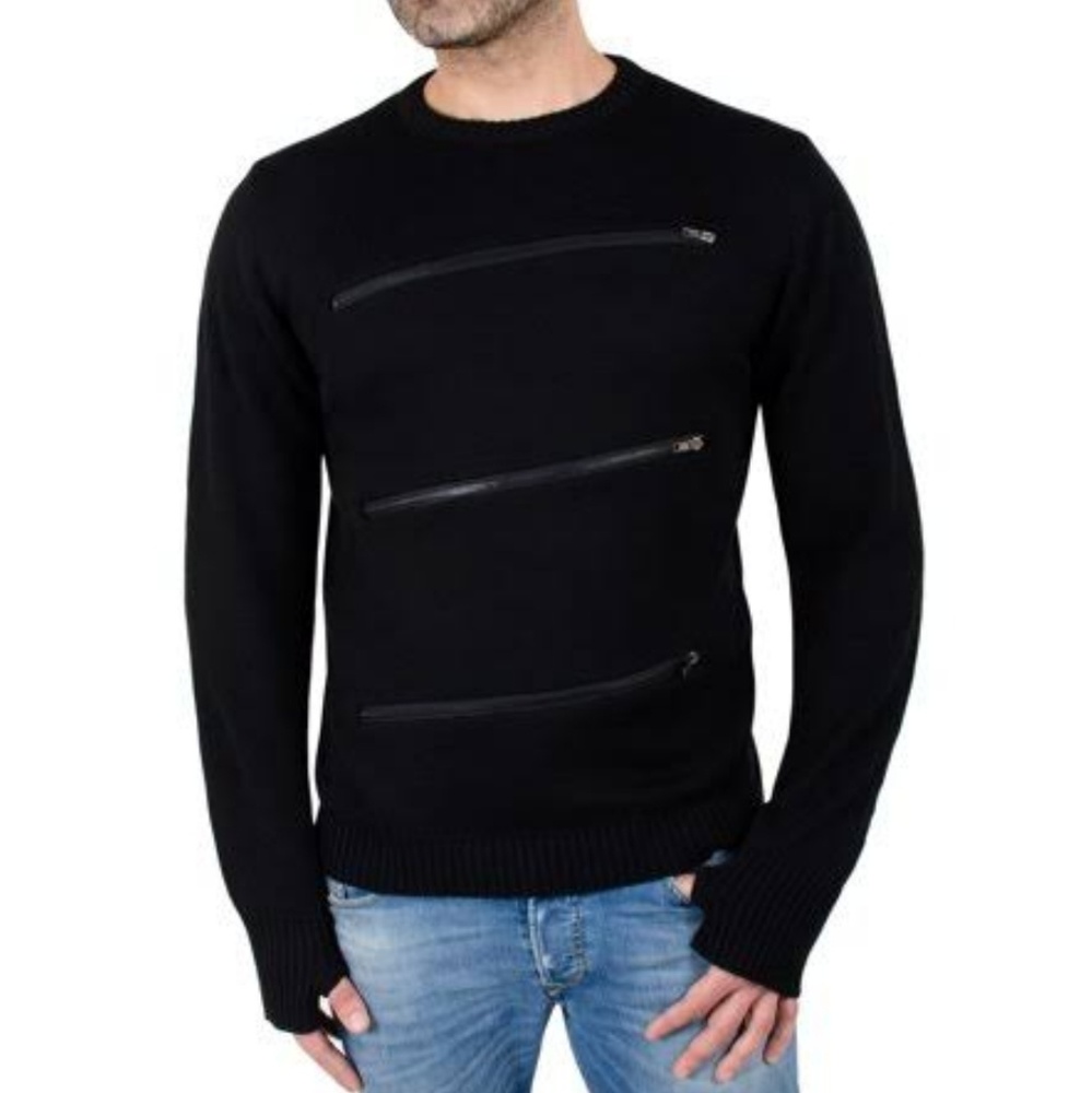 INDIGO STAR MEN'S BLACK ZIPPER SIZE LARGE SWEATER